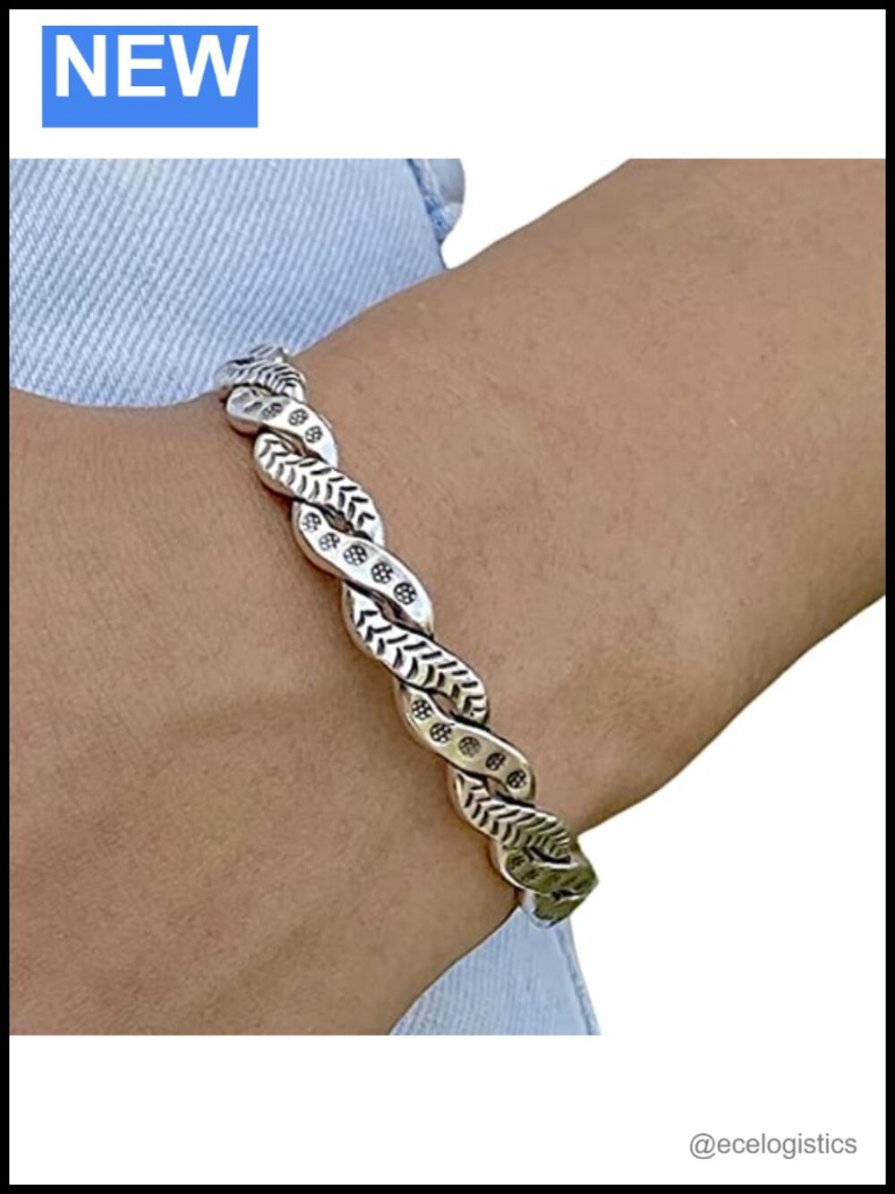 Handmade Sterling Silver Braided Floral Boho Cuff Bracelet